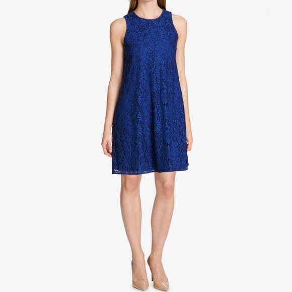 Tommy Hilfiger Dresses & Skirts - Tommy Hilfiger NEW Women's 12 Royal Blue Floral Lace Cocktail Modest Shift Dress